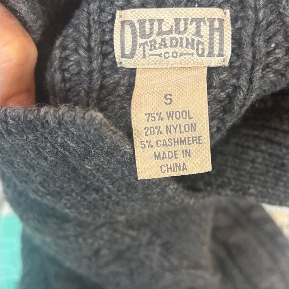 Duluth Trading Sweater Womens small gray Wool Blend Cable Fisherman Cardigan - Picture 6 of 7